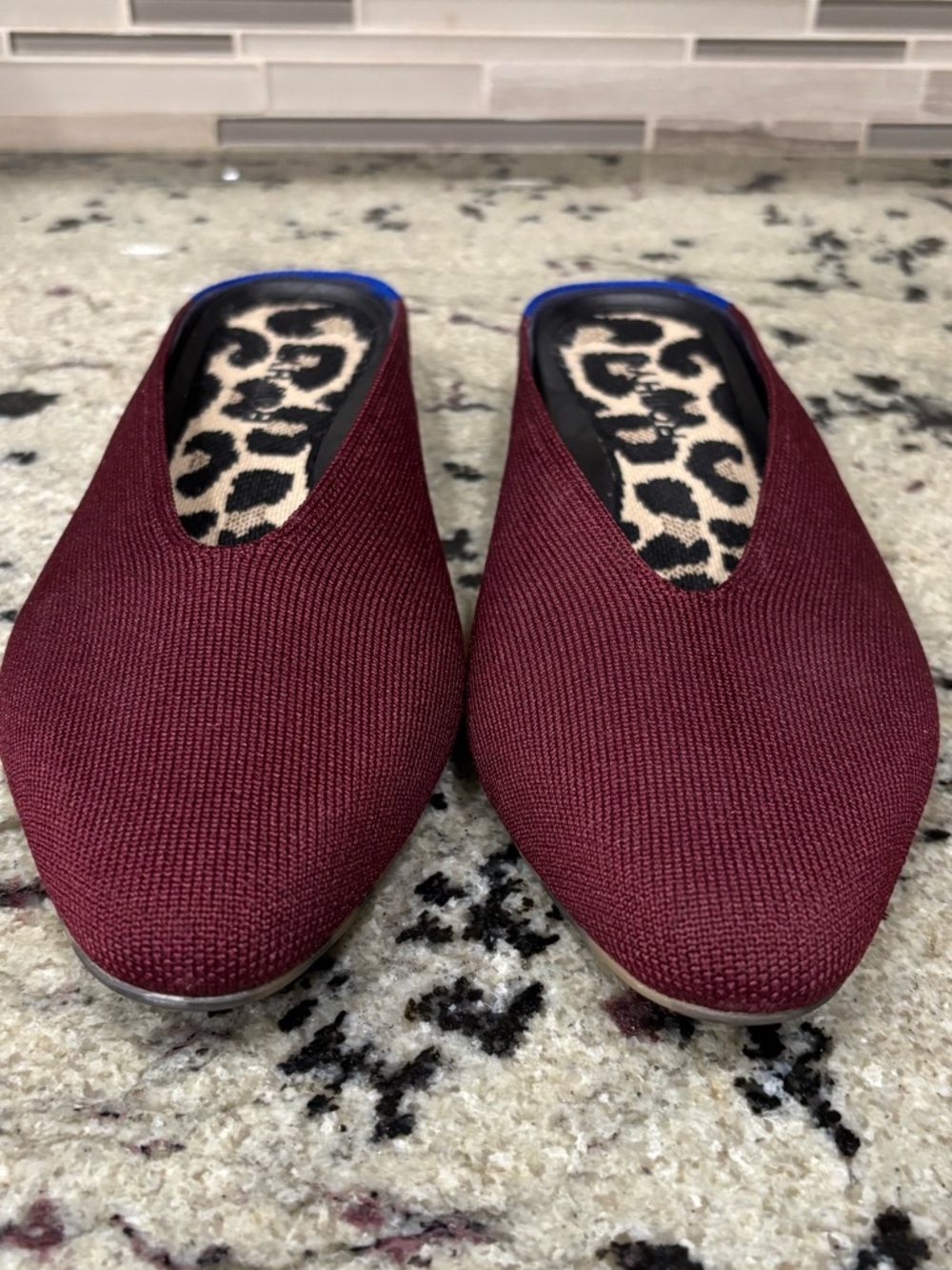 Rothy's Almond Toe Demi Flats Mules Burgundy Red Women's Size 8.5 Shoes